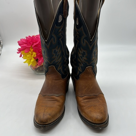 Double H Brown Black Cowboy Western Boots Size 9 COW6470 - Picture 2 of 6